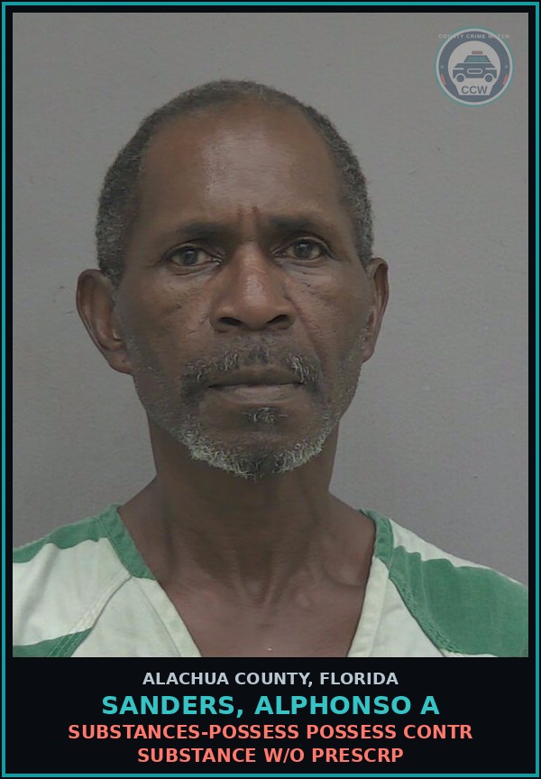 Booking mugshot of SANDERS, ALPHONSO A in Alachua County