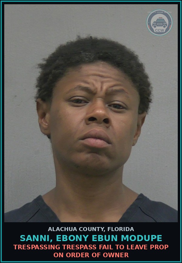 Booking mugshot of SANNI, EBONY EBUN MODUPE in Alachua County