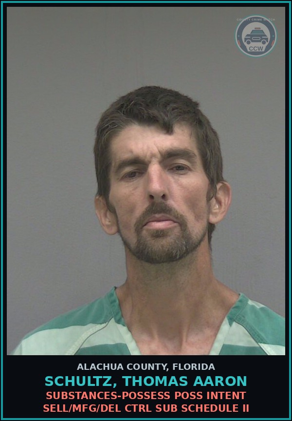 Booking mugshot of SCHULTZ, THOMAS AARON in Alachua County