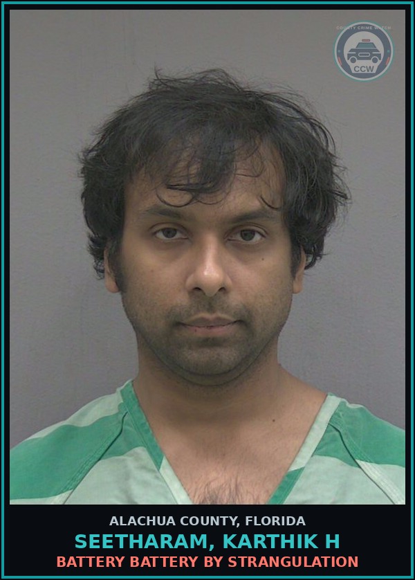 Booking mugshot of SEETHARAM, KARTHIK H in Alachua County