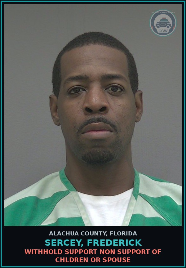 Booking mugshot of SERCEY, FREDERICK in Alachua County