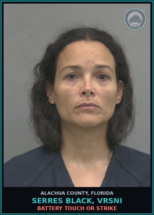 Booking mugshot of SERRES BLACK, VRSNI in Alachua County