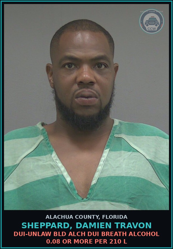 Booking mugshot of SHEPPARD, DAMIEN TRAVON in Alachua County
