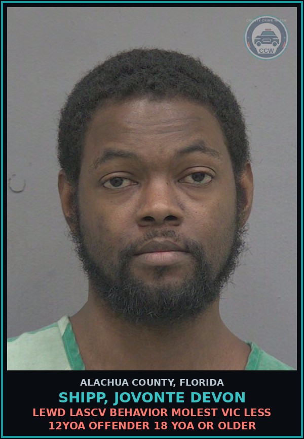 Booking mugshot of SHIPP, JOVONTE DEVON in Alachua County