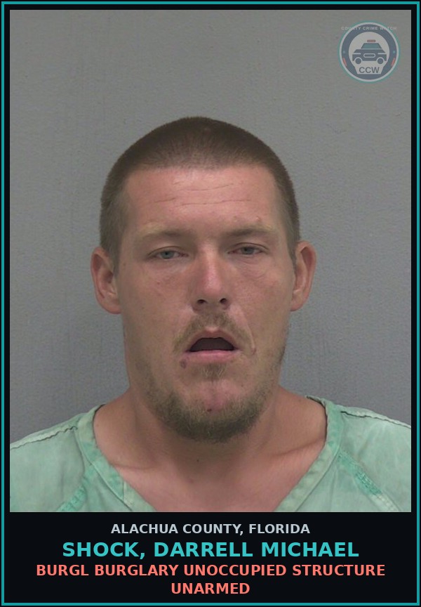 Booking mugshot of SHOCK, DARRELL MICHAEL in Alachua County