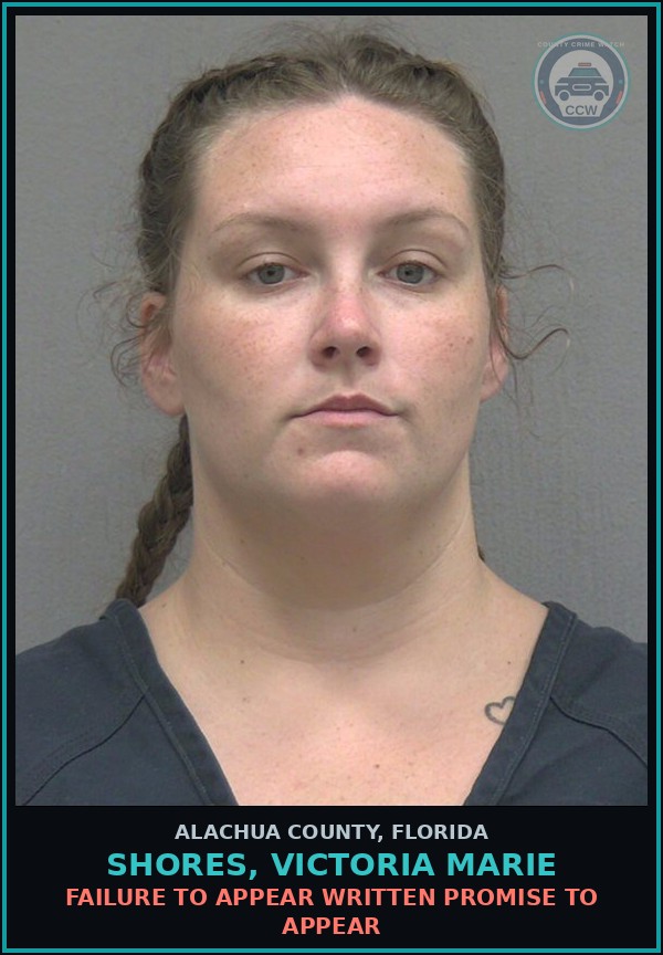 Booking mugshot of SHORES, VICTORIA MARIE in Alachua County