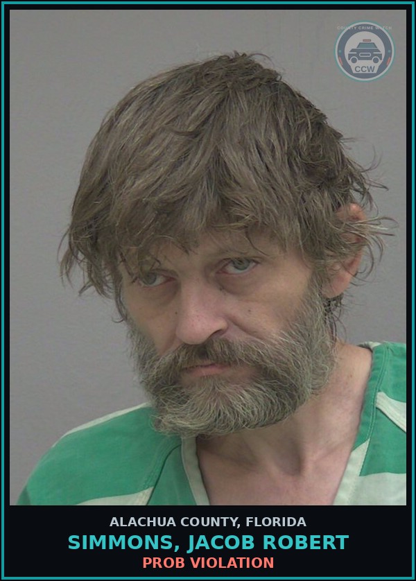 Booking mugshot of SIMMONS, JACOB ROBERT in Alachua County