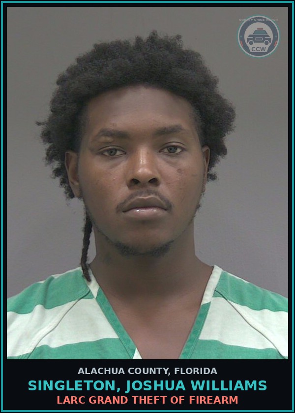 Booking mugshot of SINGLETON, JOSHUA WILLIAMS in Alachua County