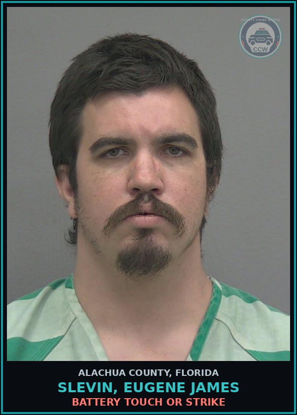 Booking mugshot of SLEVIN, EUGENE JAMES in Alachua County
