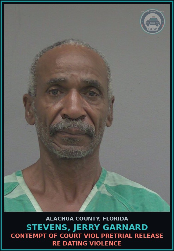 Booking mugshot of STEVENS, JERRY GARNARD in Alachua County