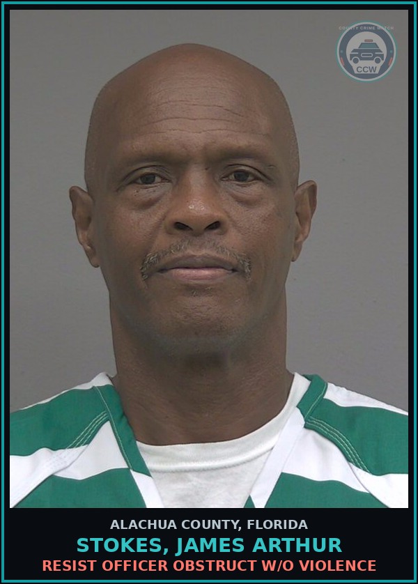 Booking mugshot of STOKES, JAMES ARTHUR in Alachua County