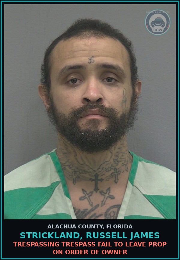 Booking mugshot of STRICKLAND, RUSSELL JAMES in Alachua County
