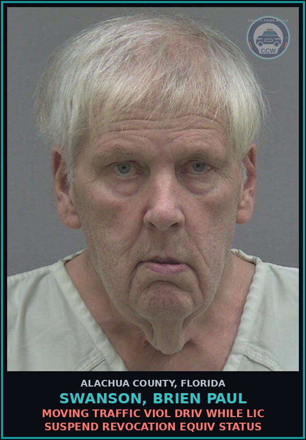 Booking mugshot of SWANSON, BRIEN PAUL in Alachua County