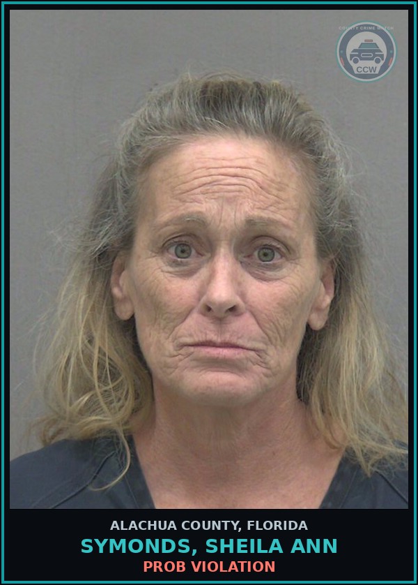 Booking mugshot of SYMONDS, SHEILA ANN in Alachua County