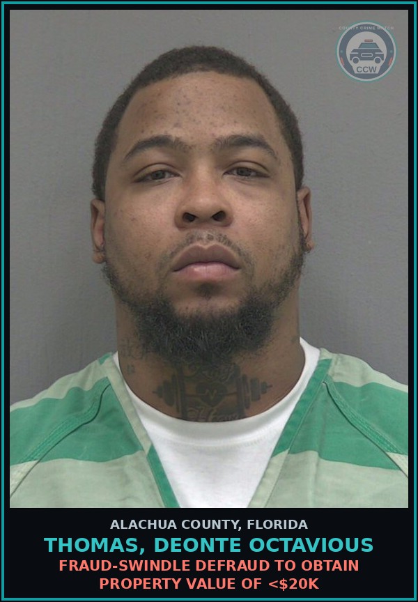 Booking mugshot of THOMAS, DEONTE OCTAVIOUS in Alachua County