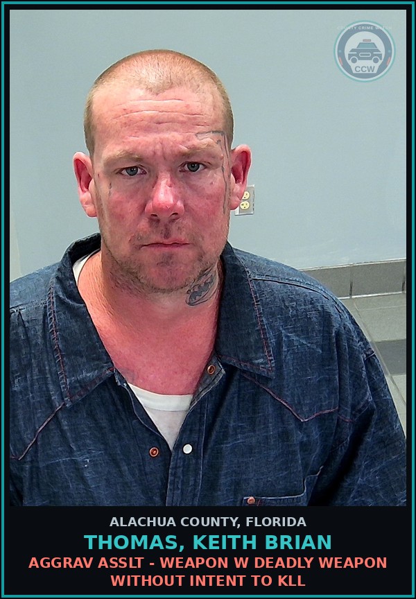 Booking mugshot of THOMAS, KEITH BRIAN in Alachua County