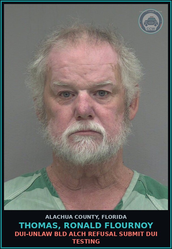 Booking mugshot of THOMAS, RONALD FLOURNOY in Alachua County