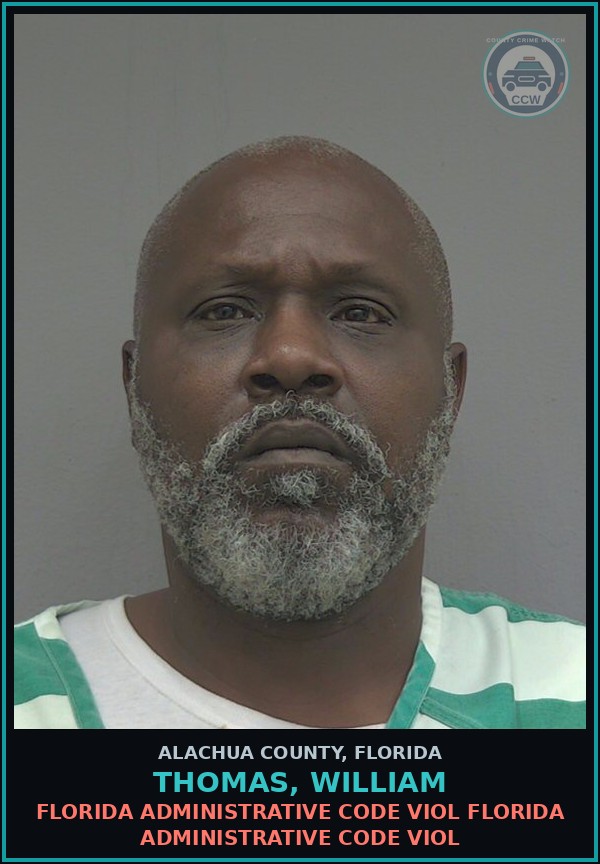 Booking mugshot of THOMAS, WILLIAM in Alachua County