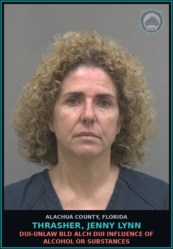 Booking mugshot of THRASHER, JENNY LYNN in Alachua County