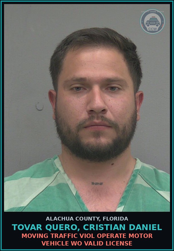 Booking mugshot of TOVAR QUERO, CRISTIAN DANIEL in Alachua County