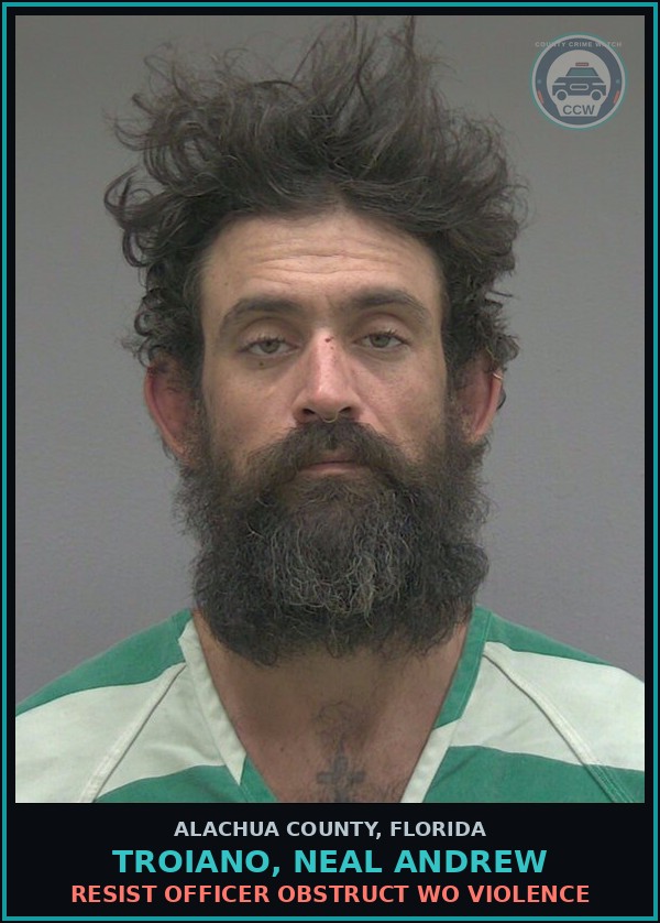 Booking mugshot of TROIANO, NEAL ANDREW in Alachua County