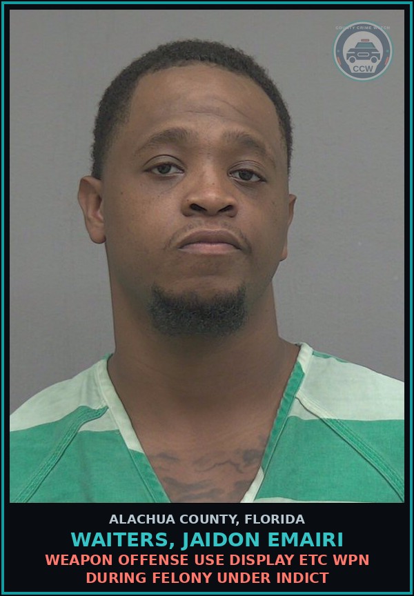 Booking mugshot of WAITERS, JAIDON EMAIRI in Alachua County