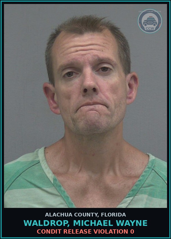 Booking mugshot of WALDROP, MICHAEL WAYNE in Alachua County