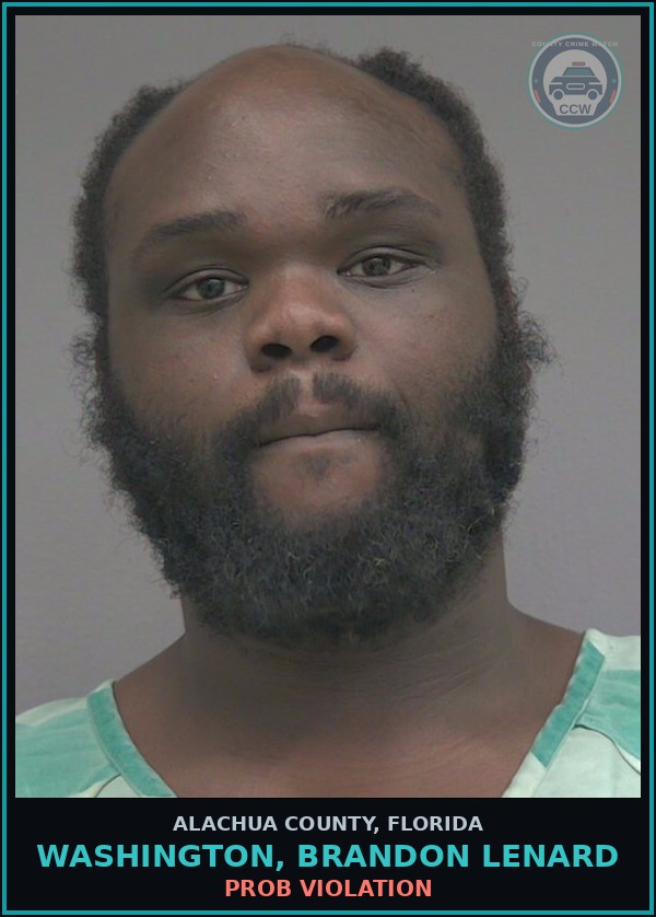 Booking mugshot of WASHINGTON, BRANDON LENARD in Alachua County