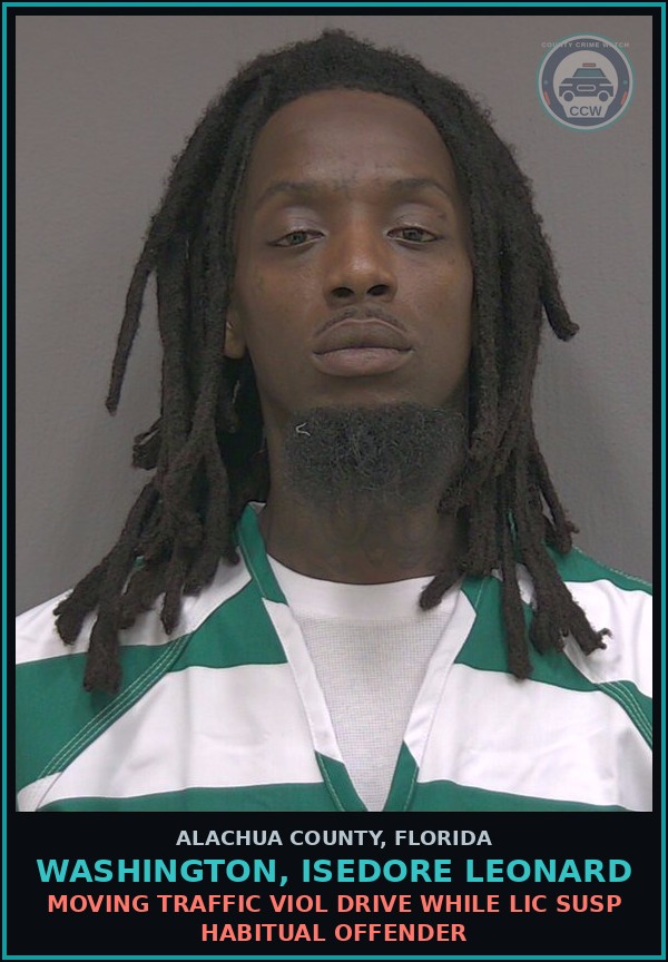 Booking mugshot of WASHINGTON, ISEDORE LEONARD in Alachua County