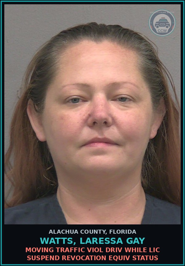 Booking mugshot of WATTS, LARESSA GAY in Alachua County