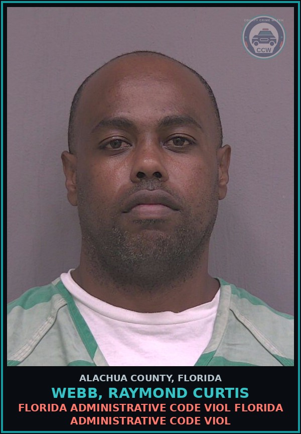 Booking mugshot of WEBB, RAYMOND CURTIS in Alachua County