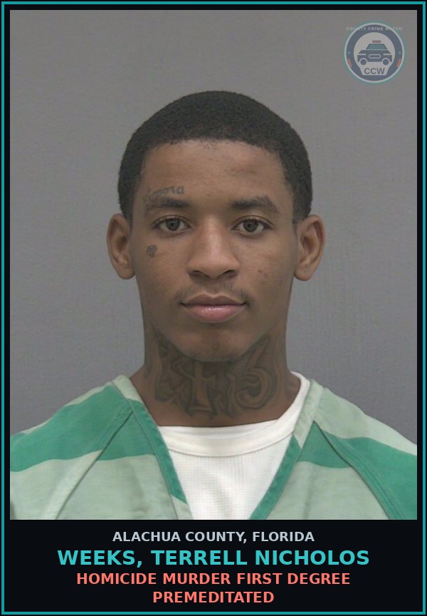 Booking mugshot of WEEKS, TERRELL NICHOLOS in Alachua County