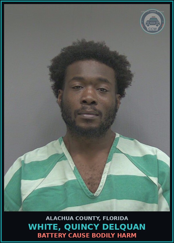 Booking mugshot of WHITE, QUINCY DELQUAN in Alachua County