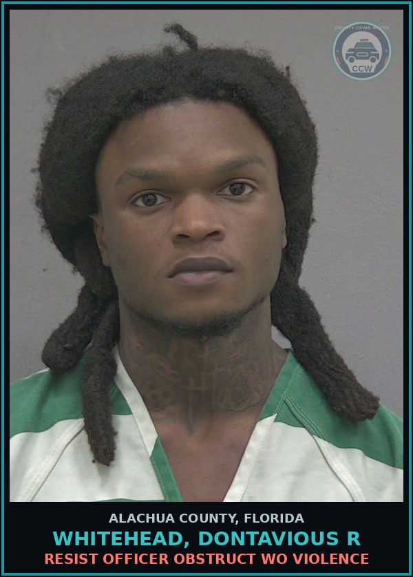 Booking mugshot of WHITEHEAD, DONTAVIOUS R in Alachua County