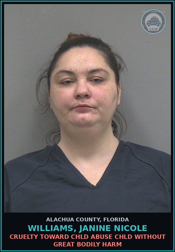 Booking mugshot of WILLIAMS, JANINE NICOLE in Alachua County