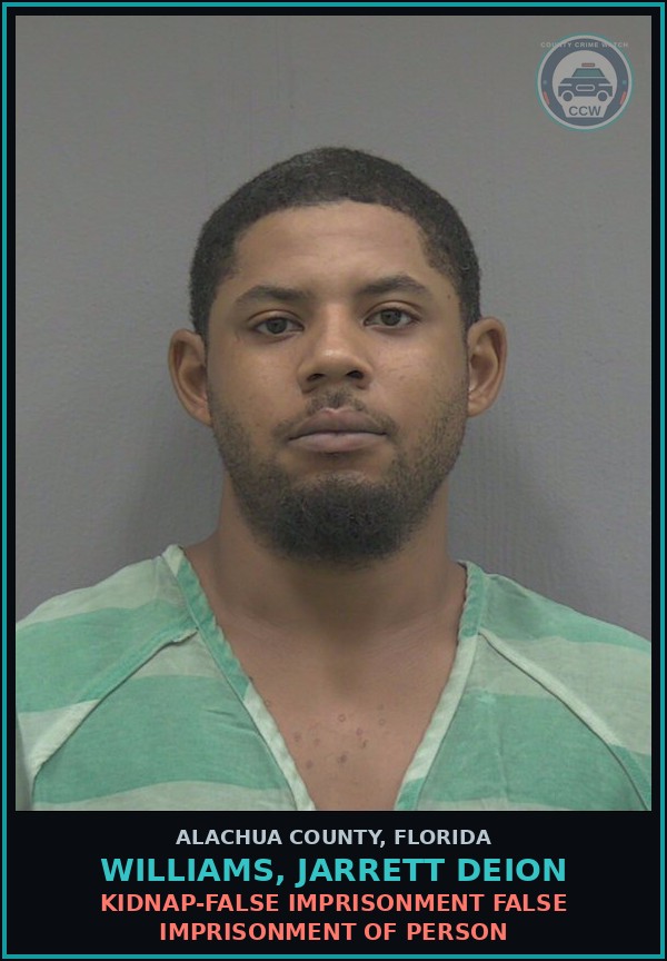 Booking mugshot of WILLIAMS, JARRETT DEION in Alachua County