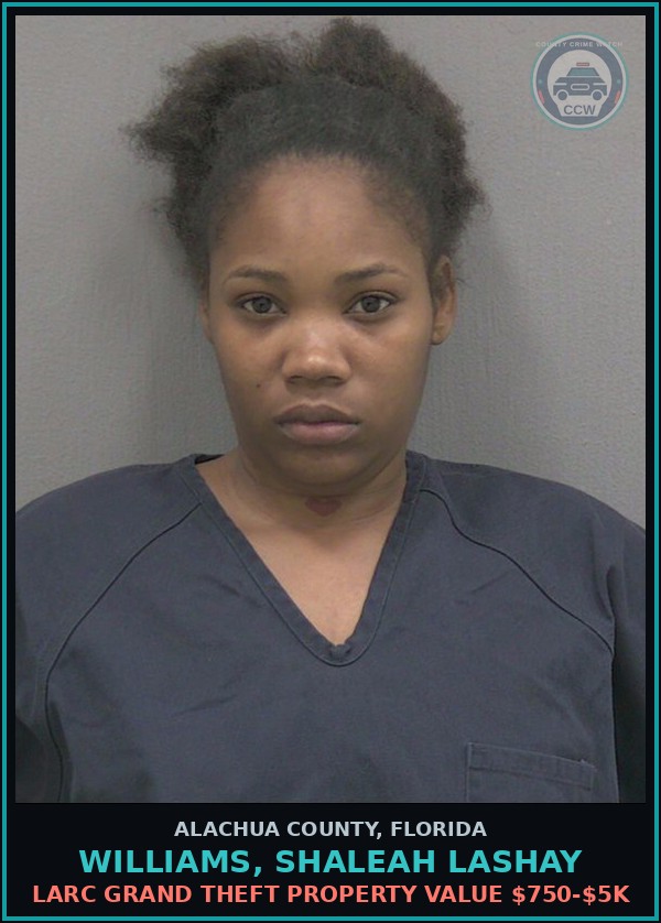 Booking mugshot of WILLIAMS, SHALEAH LASHAY in Alachua County