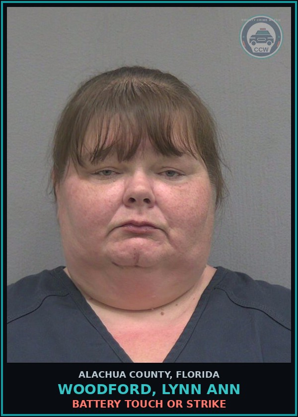 Booking mugshot of WOODFORD, LYNN ANN in Alachua County
