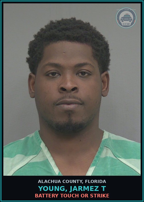 Booking mugshot of YOUNG, JARMEZ T in Alachua County