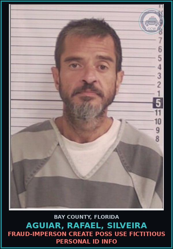 Booking mugshot of AGUIAR, RAFAEL, SILVEIRA in Bay County