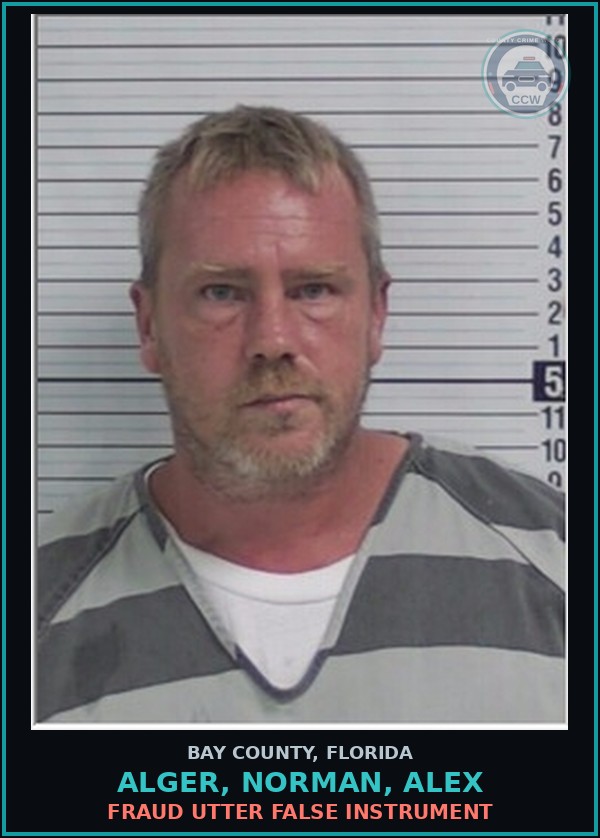 Booking mugshot of ALGER, NORMAN, ALEX in Bay County