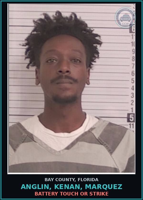 Booking mugshot of ANGLIN, KENAN, MARQUEZ in Bay County