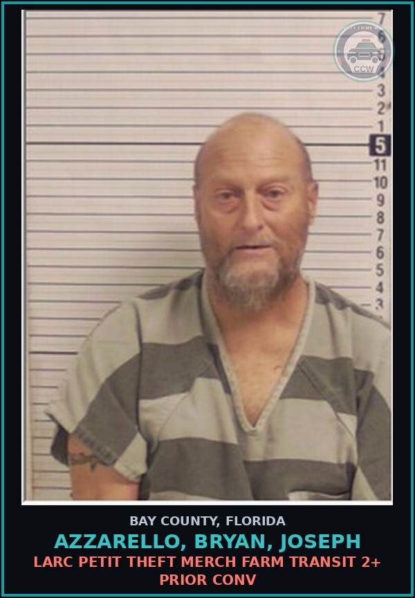 Booking mugshot of AZZARELLO, BRYAN, JOSEPH in Bay County