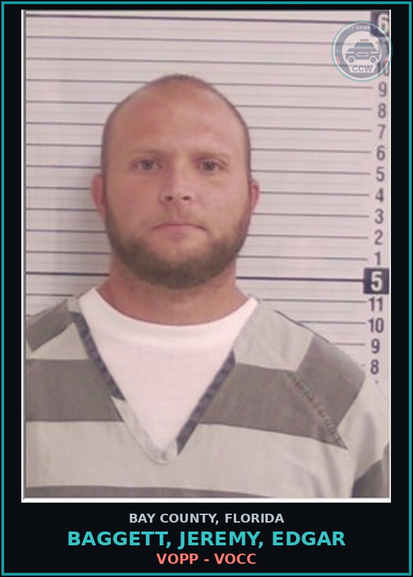 Booking mugshot of BAGGETT, JEREMY, EDGAR in Bay County