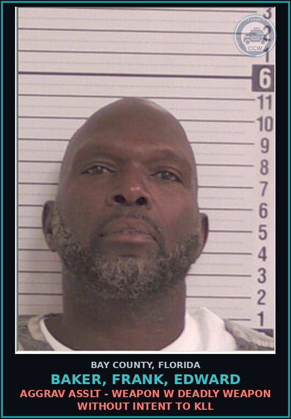 Booking mugshot of BAKER, FRANK, EDWARD in Bay County