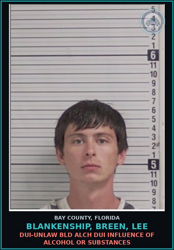 Booking mugshot of BLANKENSHIP, BREEN, LEE in Bay County