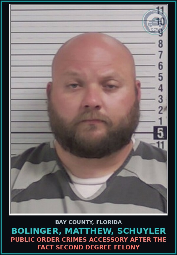 Booking mugshot of BOLINGER, MATTHEW, SCHUYLER in Bay County