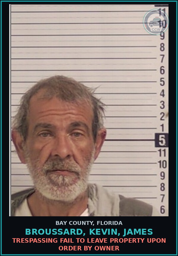 Booking mugshot of BROUSSARD, KEVIN, JAMES in Bay County