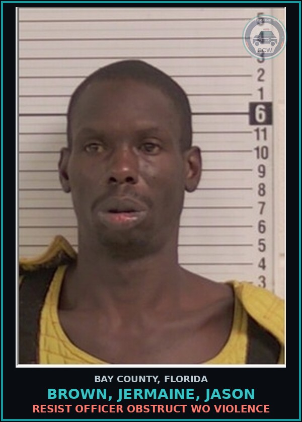 Booking mugshot of BROWN, JERMAINE, JASON in Bay County