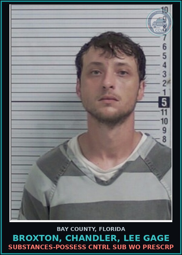 Booking mugshot of BROXTON, CHANDLER, LEE GAGE in Bay County